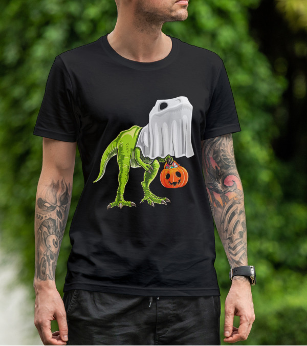 Halloween Rex Dinosaur Ghost Costume Pumpkin T-Shirt