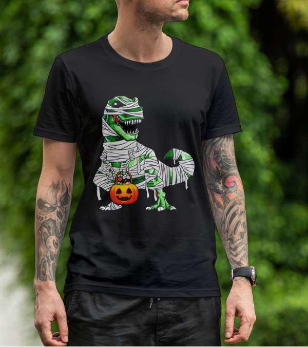 Halloween Pumpkin Mummy Dinosaur T-Shirt