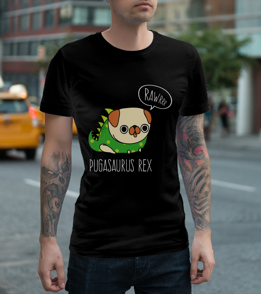 Pugasaurus Rex Pug Dog Halloween Rawrrr T-Shirt