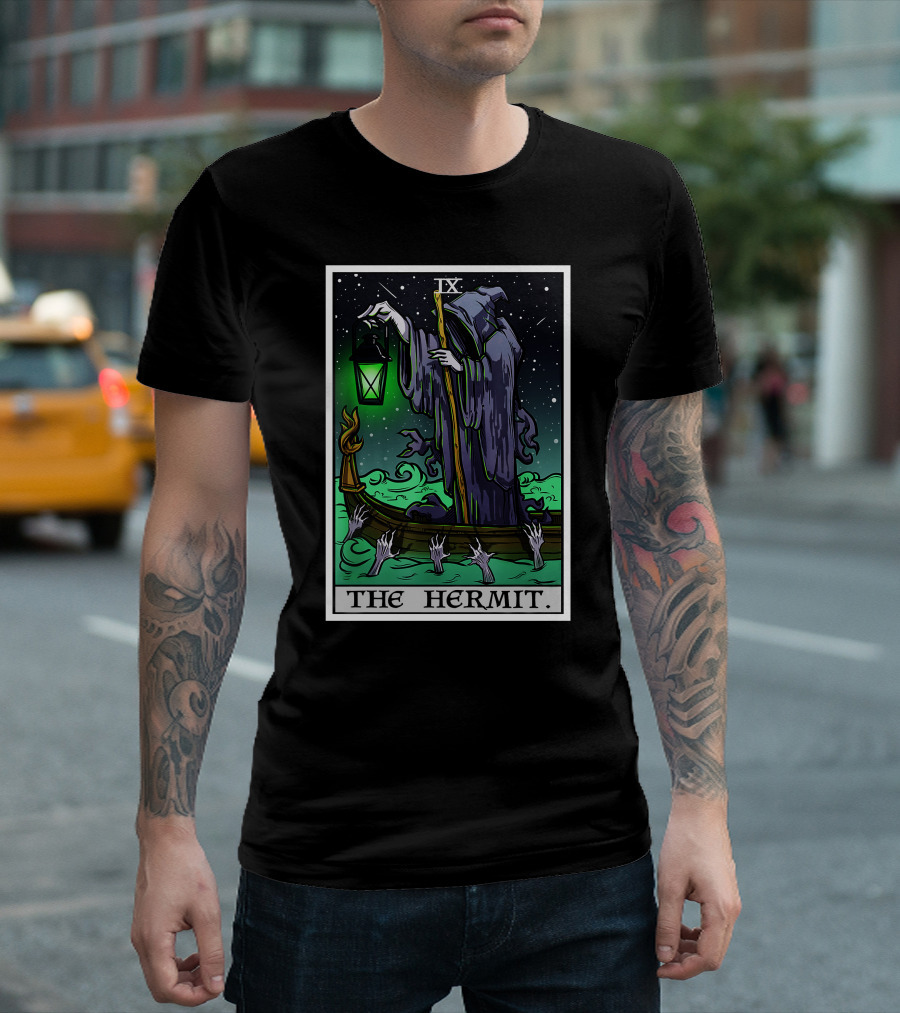 Halloween Grim Reaper Tarot Card The Hermit IX T-Shirt