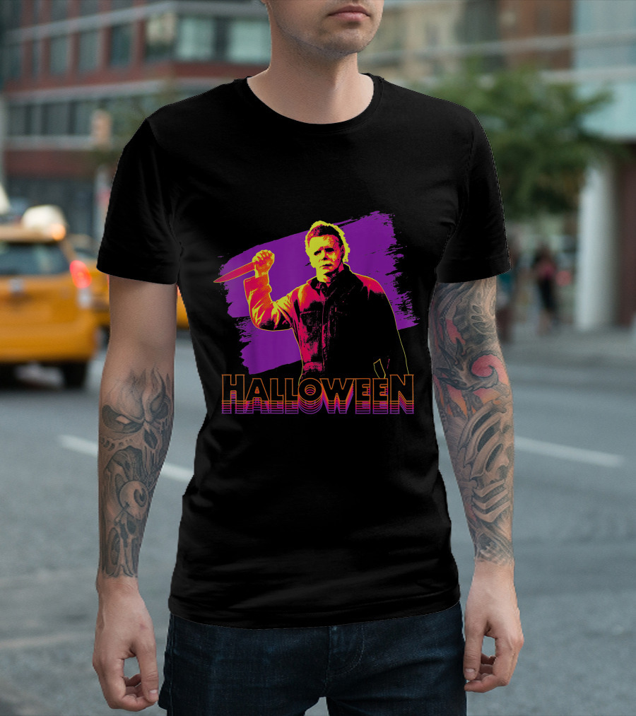 Michael Myers Neon Halloween T-Shirt
