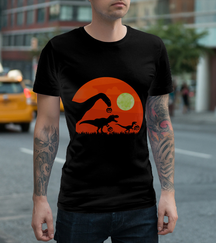 Halloween Dinosaur Rex Pumpkin Moon T-Shirt