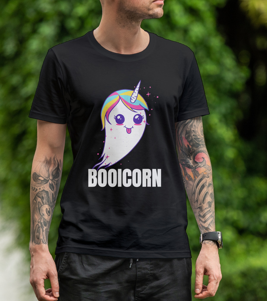 Booicorn Cute Ghost Unicorn Girls Clothes T-Shirt