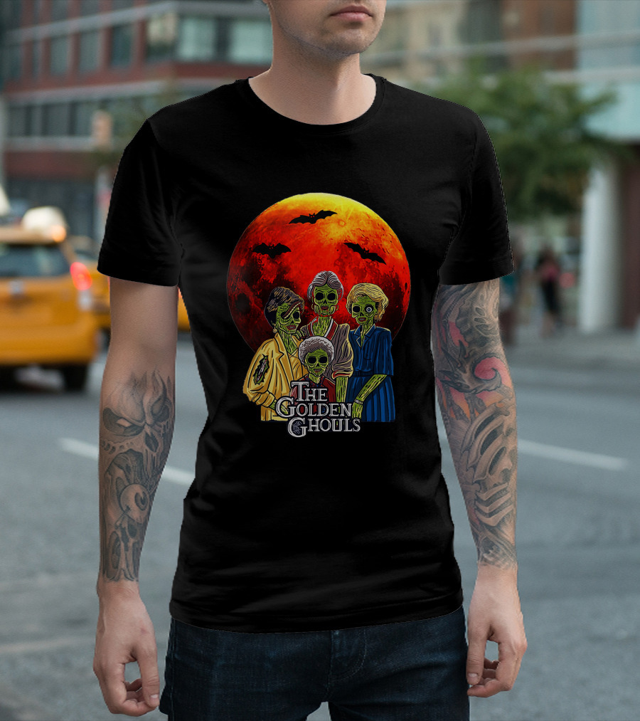 The Golden Ghouls Vintage Moon Halloween T-Shirt