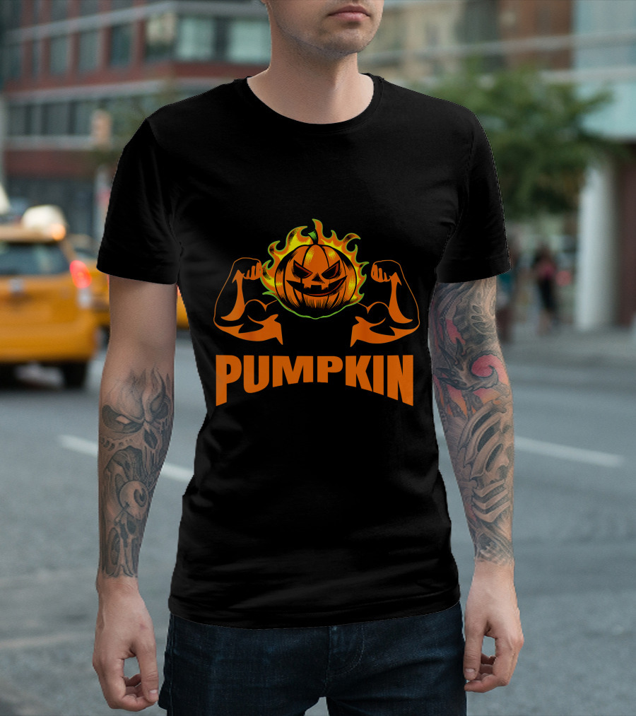 Pumpkin Bodybuilder Halloween Costume Fitness Lover T-Shirt