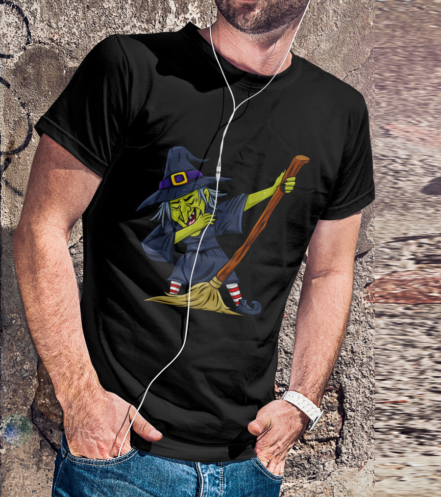 Halloween Witch Broomstick Dab Funny Dance T-Shirt