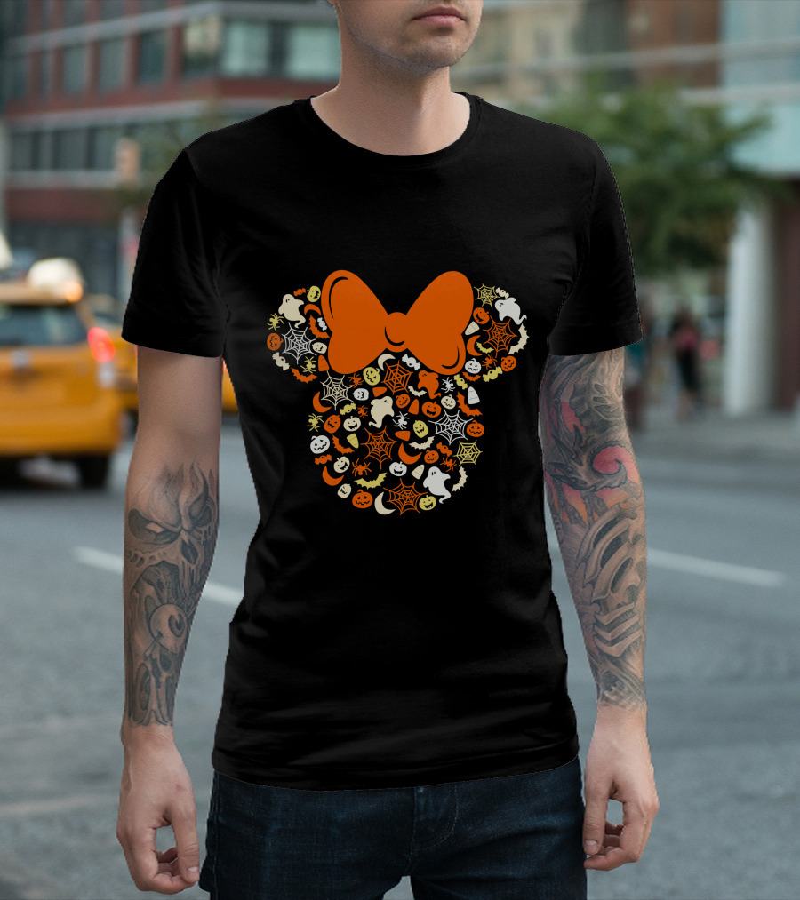 Disney Mouse Halloween Bow Ghosts Pumpkins Spiders T-Shirt