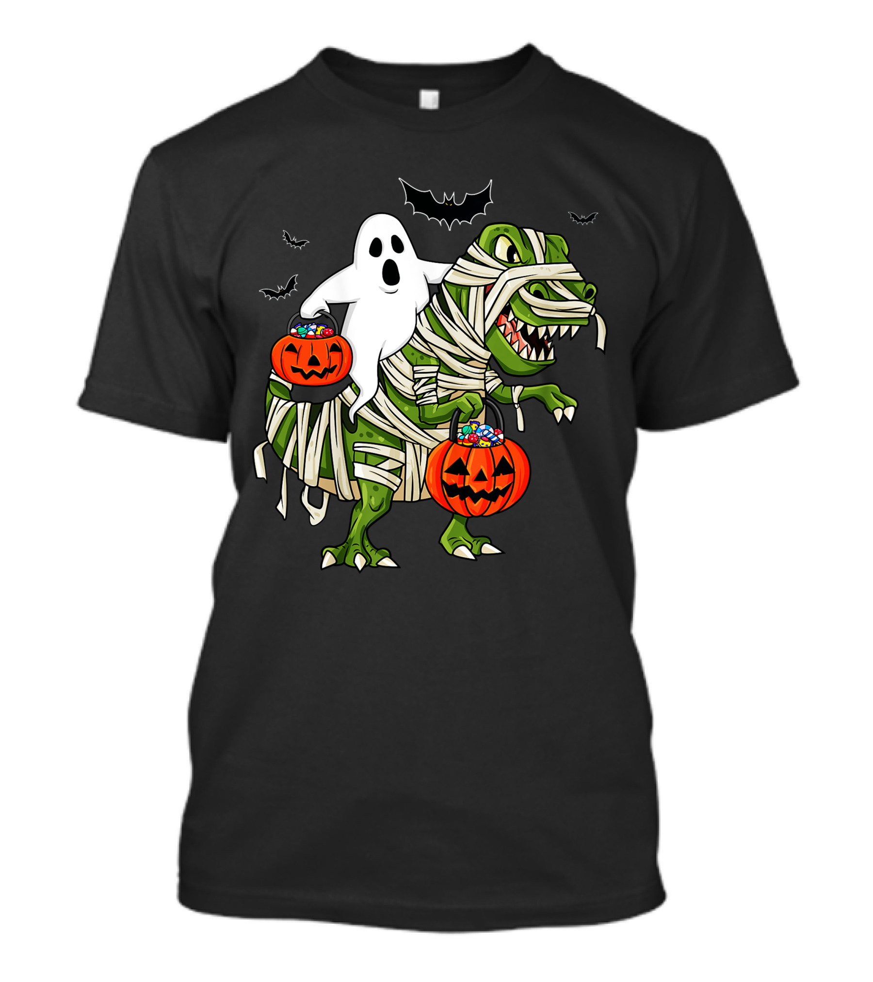 Ghost And Mummy T-Rex Halloween Candy Adventure T-Shirt