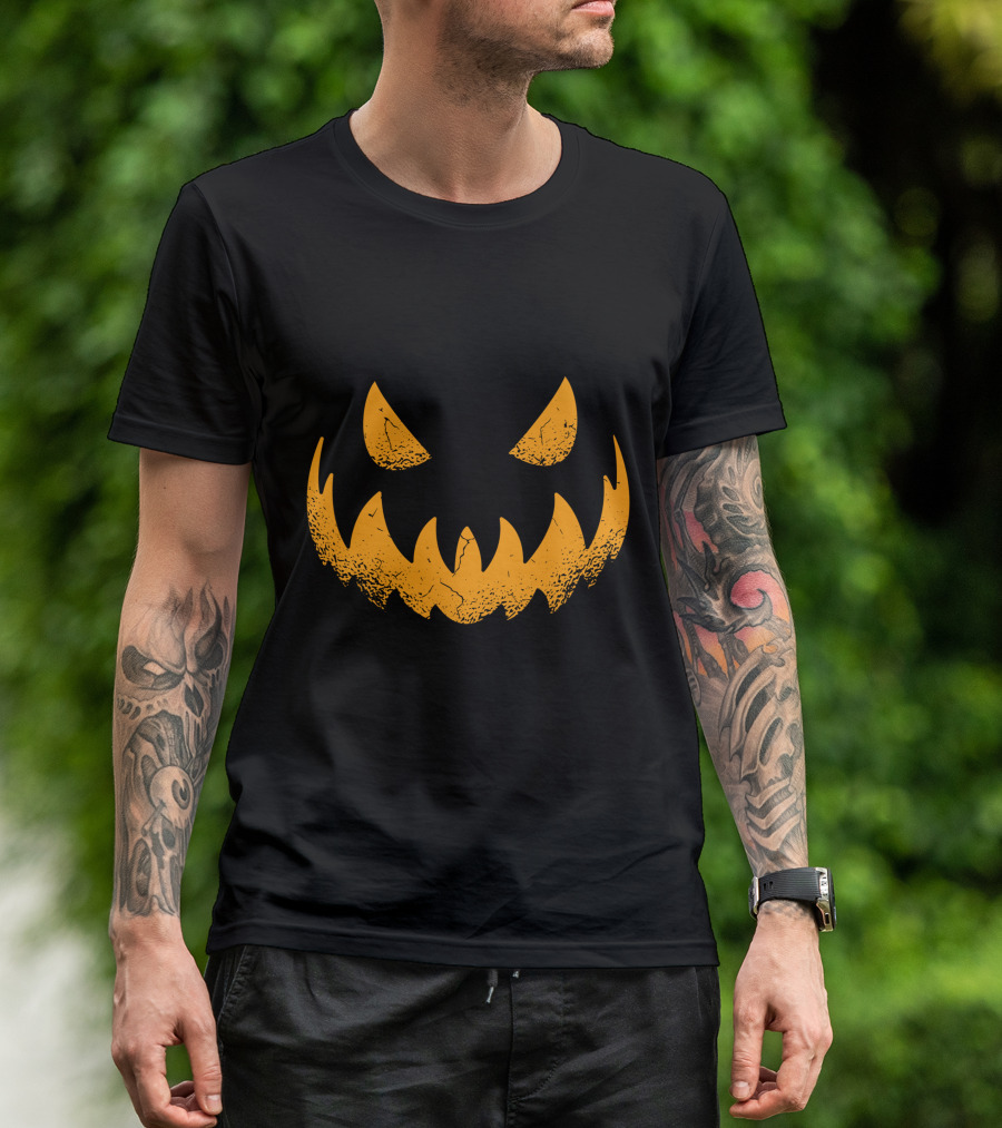 Halloween Pumpkin Scary Smiling Jack-O'-Lantern Face T-Shirt