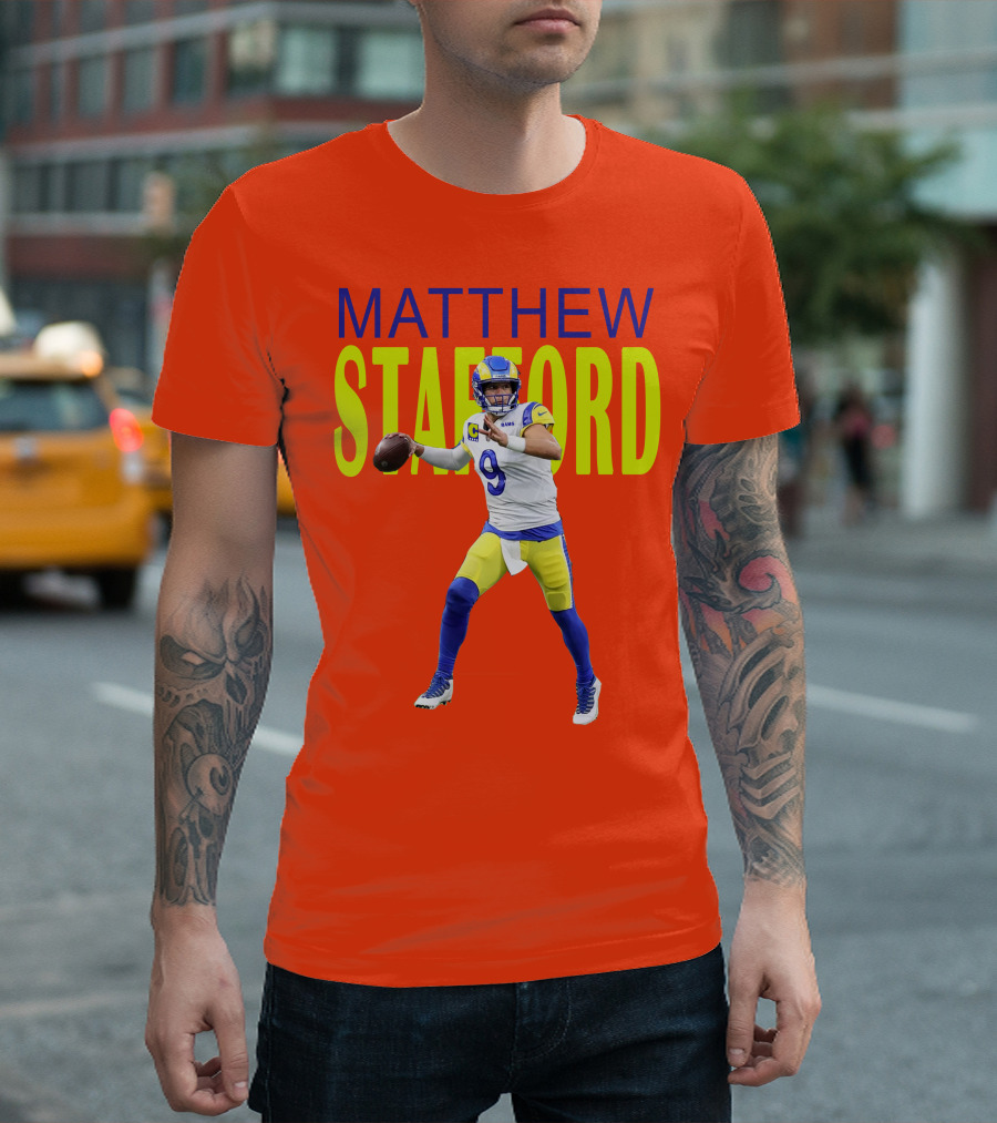 Matthew Stafford Rams Quarterback NFL Football Action T-Shirt