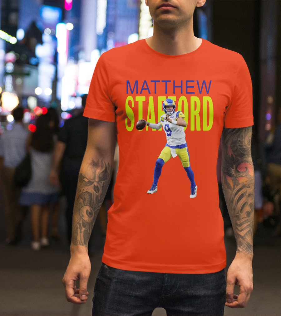 Matthew Stafford Rams Quarterback NFL Football Action T-Shirt