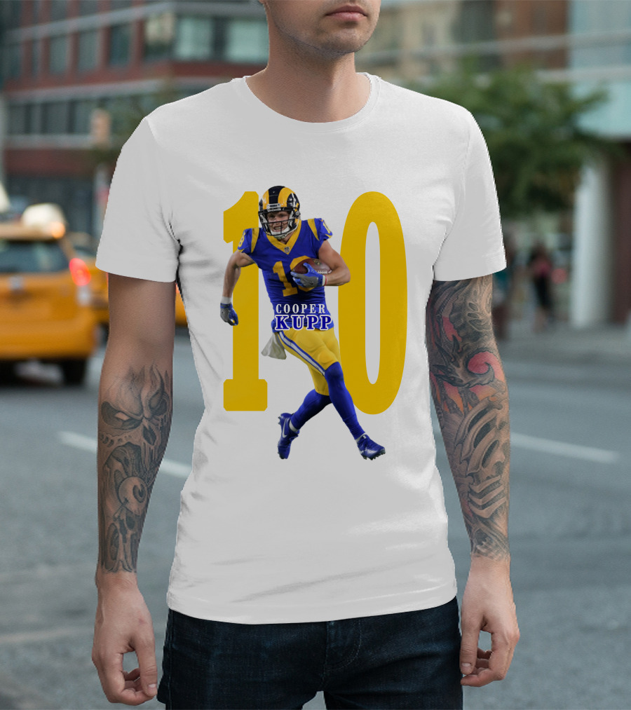 Cooper Kupp NFL Number 10 Action Rams Football T-Shirt