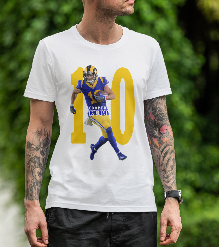 Cooper Kupp NFL Number 10 Action Rams Football T-Shirt