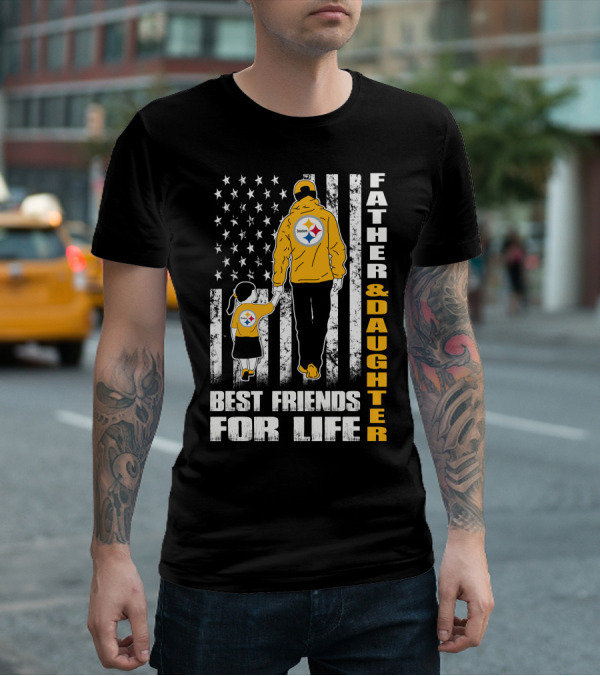 Father And Daughter Best Friends For Life Steelers Fan Flag T-Shirt