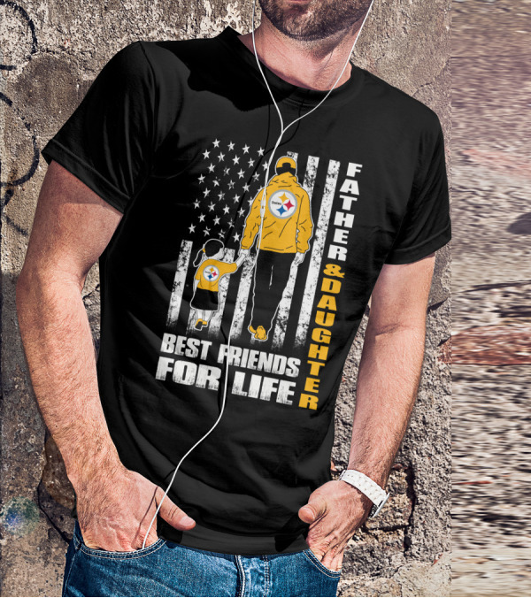 Father And Daughter Best Friends For Life Steelers Fan Flag T-Shirt