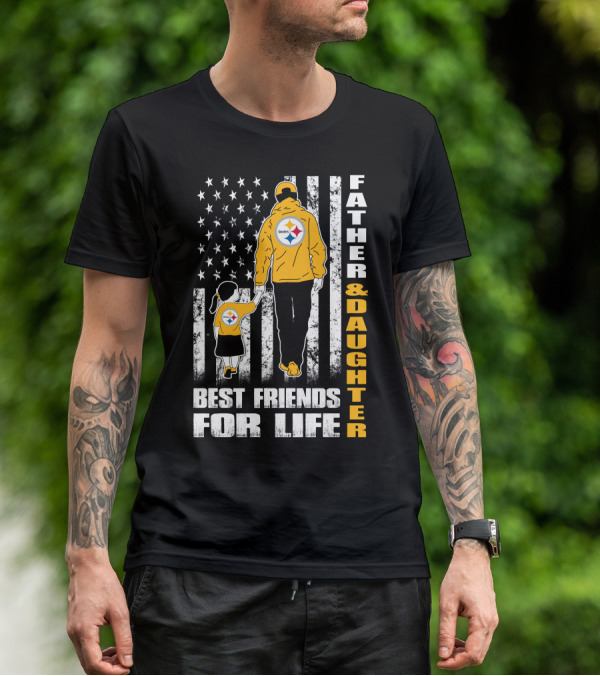 Father And Daughter Best Friends For Life Steelers Fan Flag T-Shirt