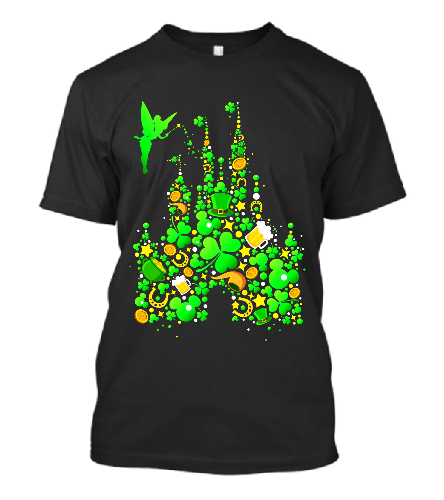 DN Castle St. Patrick's Day Tinkerbell Shamrocks Leprechaun Hat 2 T-Shirt