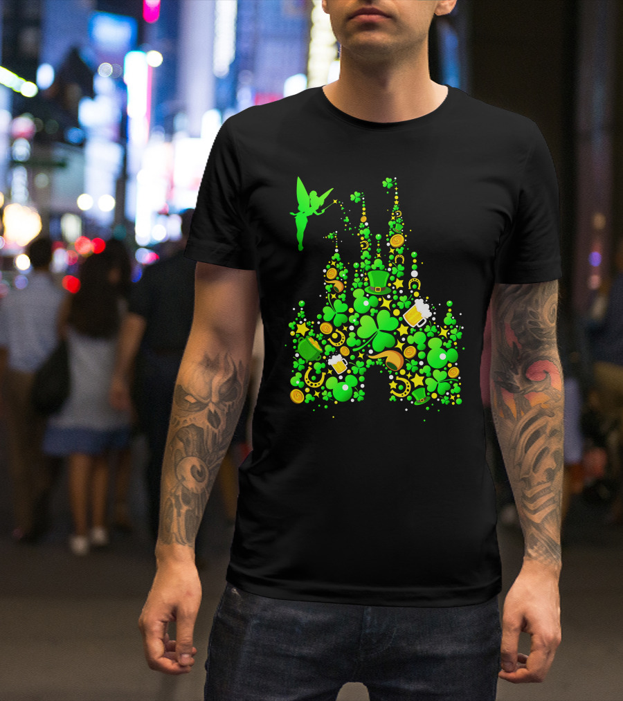 DN Castle St. Patrick's Day Tinkerbell Shamrocks Leprechaun Hat 2 T-Shirt