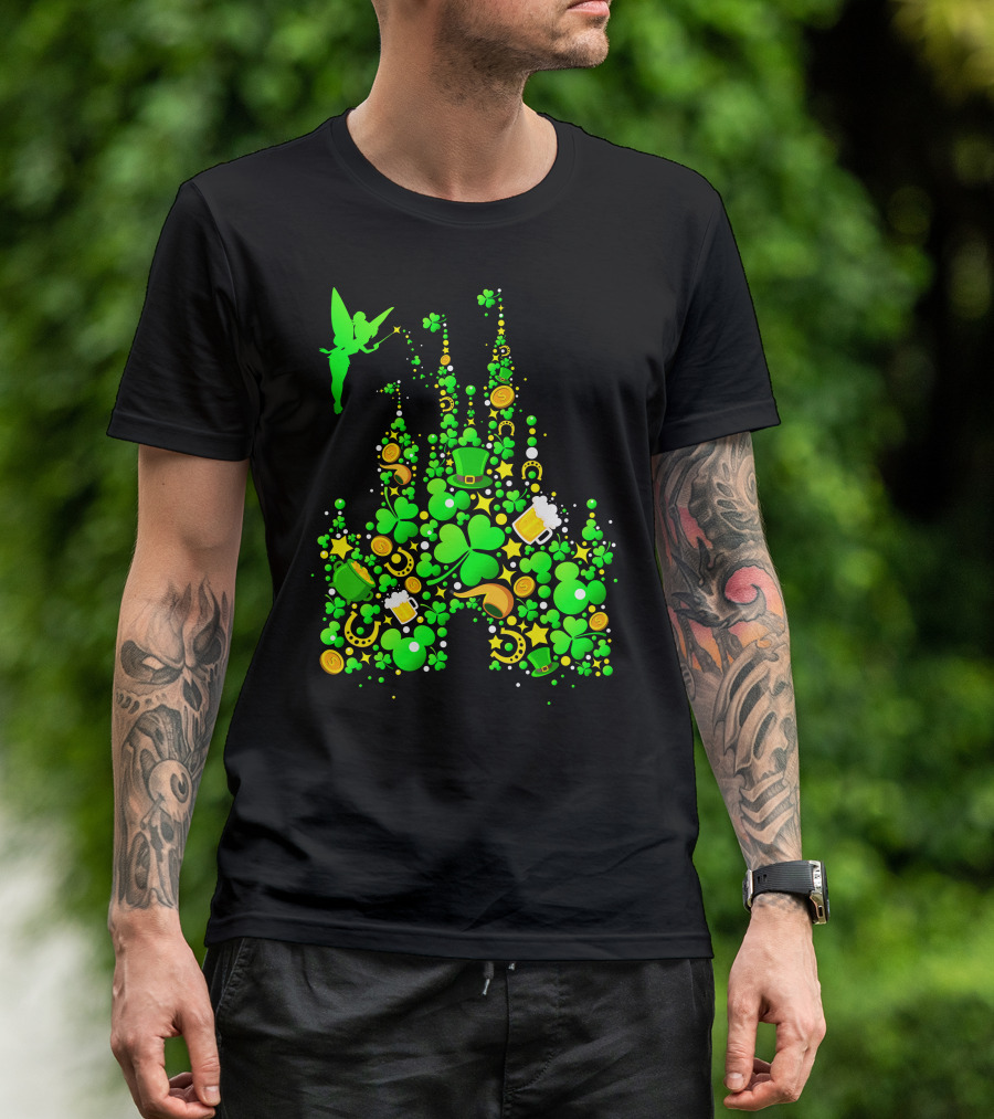 DN Castle St. Patrick's Day Tinkerbell Shamrocks Leprechaun Hat 2 T-Shirt