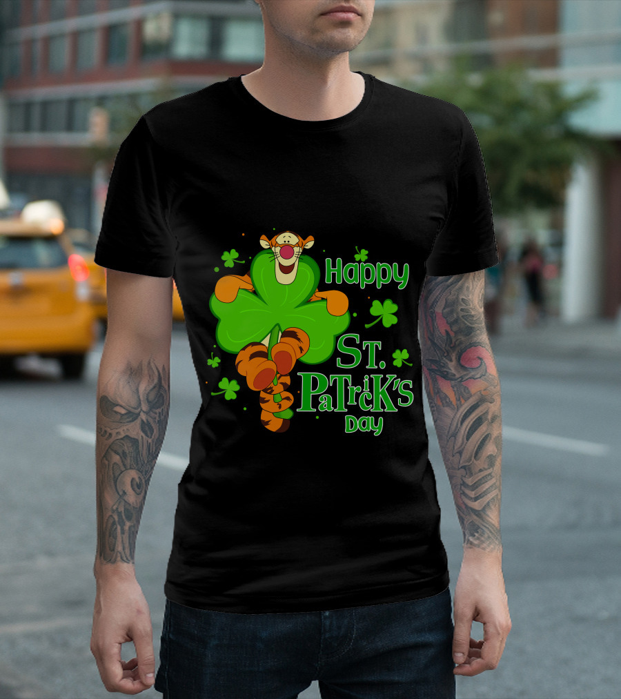 Happy St. Patrick's Day Tigger Clover T-Shirt