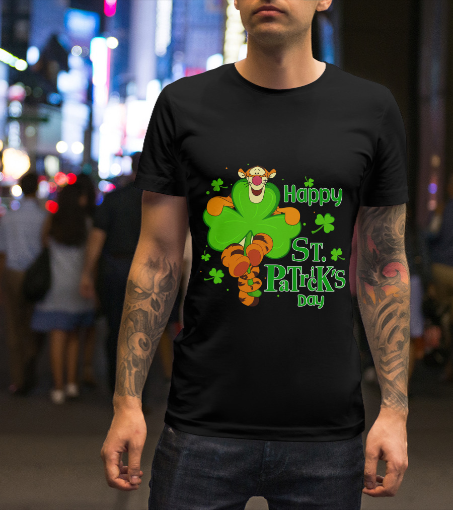 Happy St. Patrick's Day Tigger Clover T-Shirt