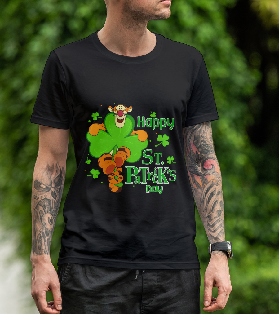 Happy St. Patrick's Day Tigger Clover T-Shirt