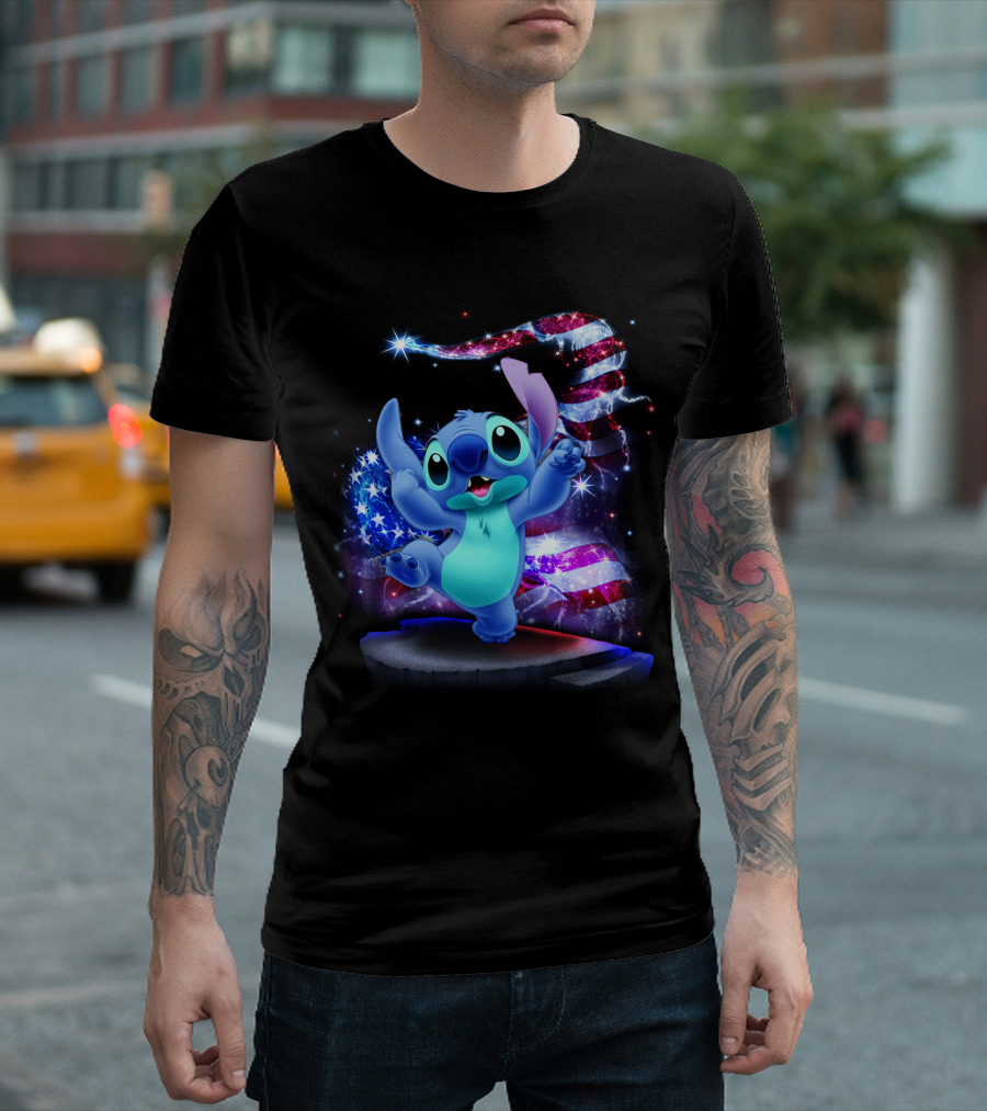 Stitch 4th of July American Flag T-Shirt