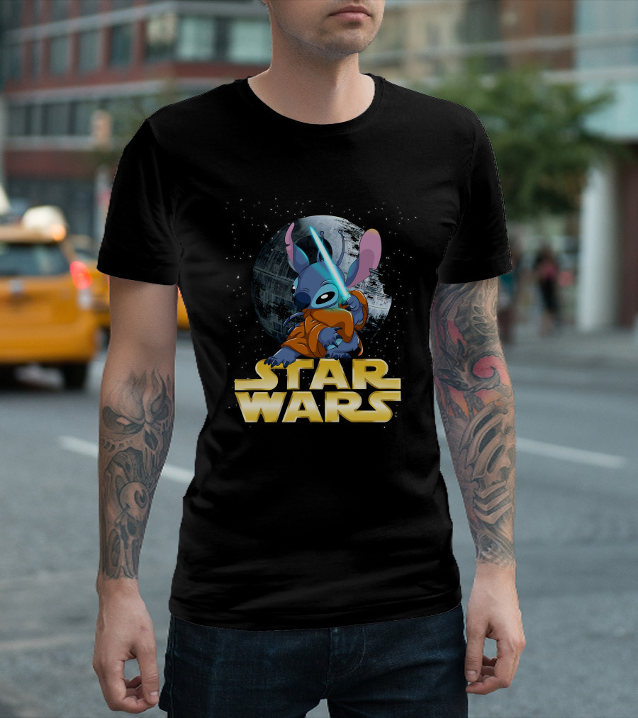 Stitch Star Wars Crossover Jedi Lightsaber Death Star T-Shirt