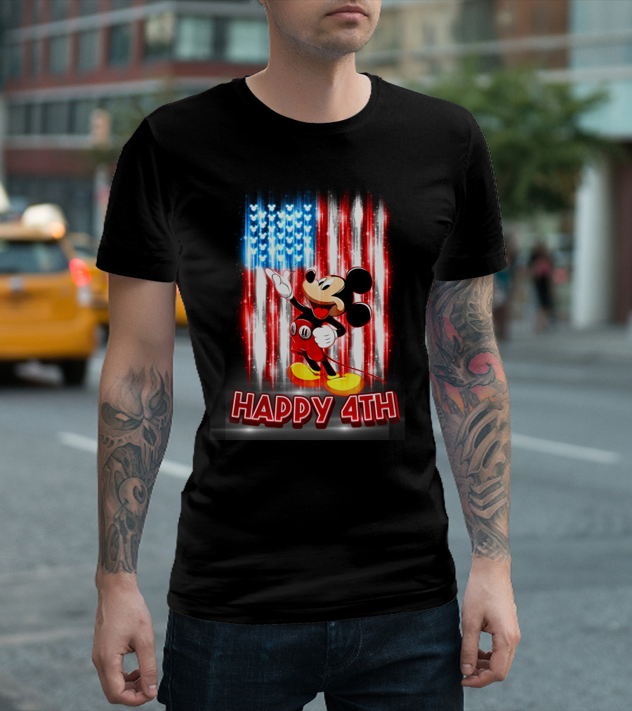 Mickey Mouse Happy 4th USA Flag T-Shirt