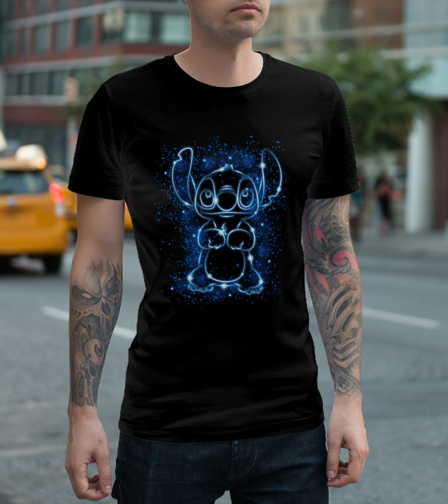 Stitch Neon Light Galaxy Glow T-Shirt