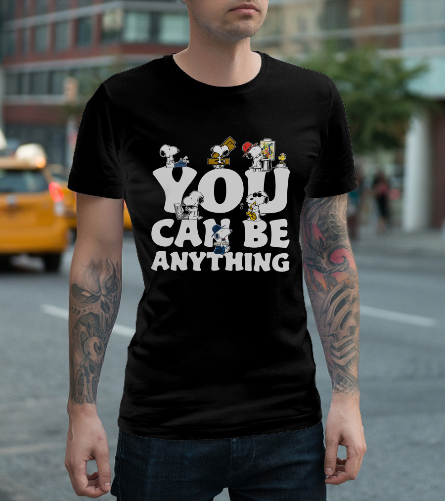 YOU CAN BE ANYTHING Peanuts Snoopy Characters Variety of Careers T-Shirt
