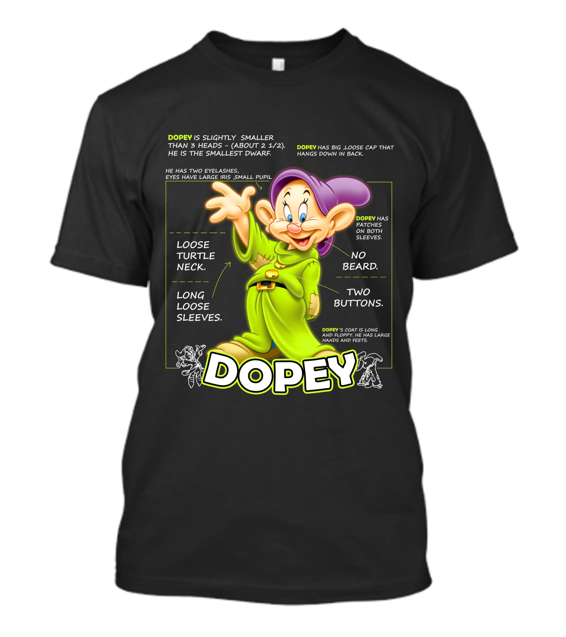 DOPEY Fun Loose Turtle Neck Two Buttons Long Sleeves T-Shirt