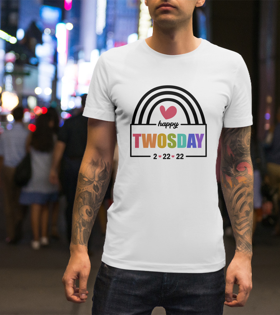 Happy Twosday 2-22-22 Rainbow Heart T-Shirt