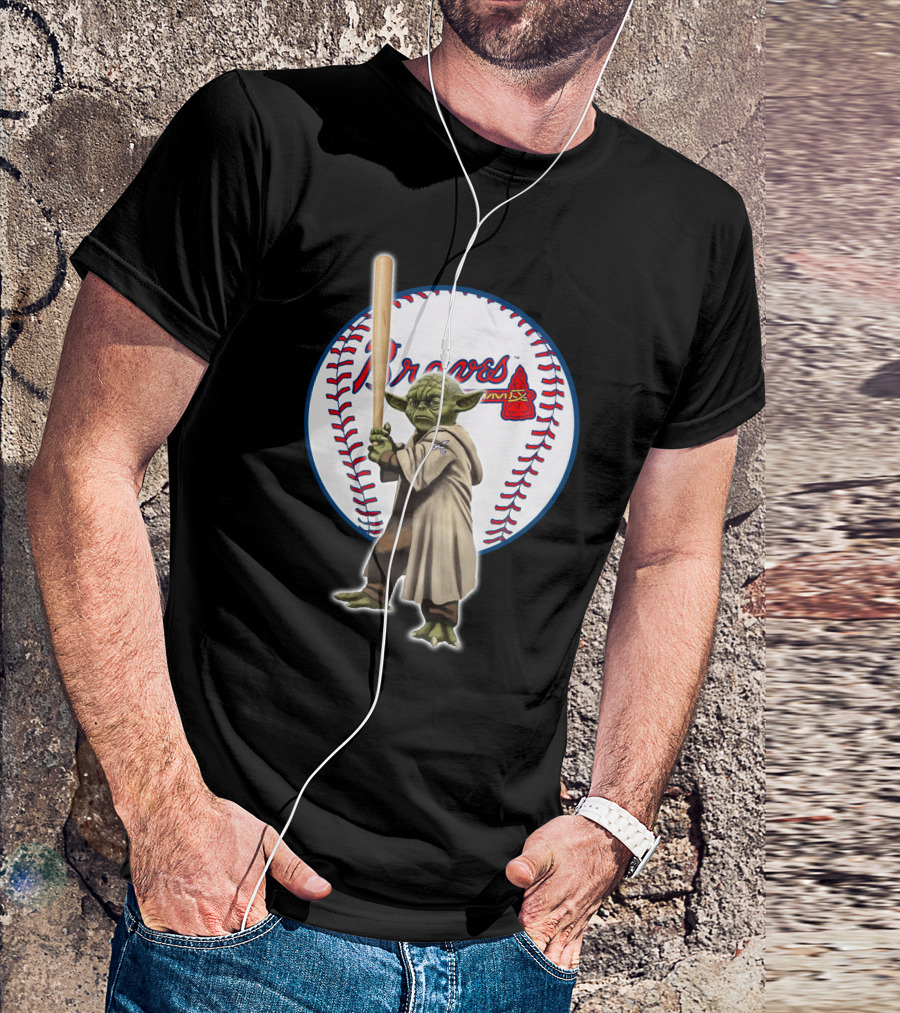 Yoda Braves Baseball Bat Star Wars Crossover Atlanta T-Shirt