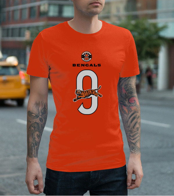Joe Burrow Cincinnati Bengals Tiger Number 9 T-Shirt