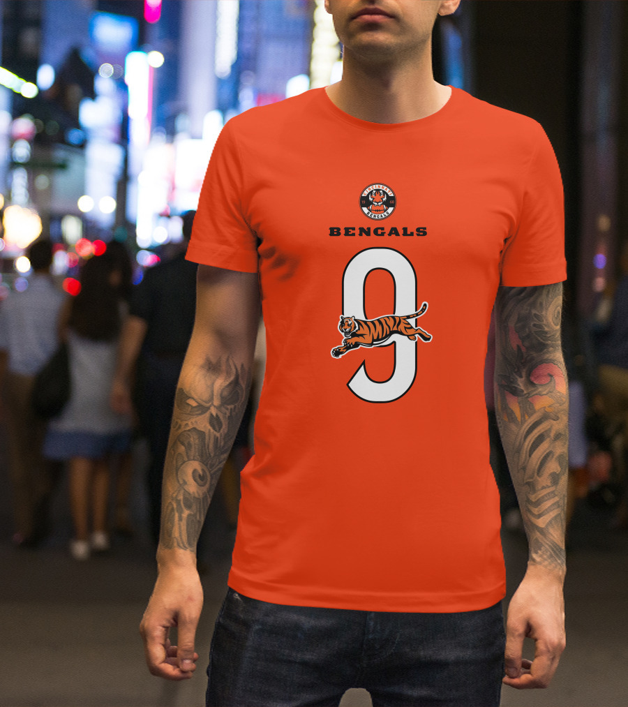 Joe Burrow Cincinnati Bengals Tiger Number 9 T-Shirt