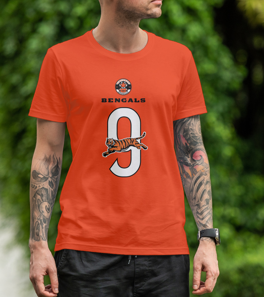 Joe Burrow Cincinnati Bengals Tiger Number 9 T-Shirt