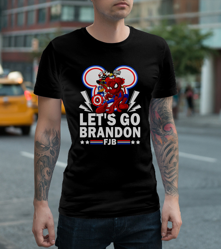 Let's Go Brandon FJB Disney Marvel Spiderman Thor Captain America Mickey Donald T-Shirt