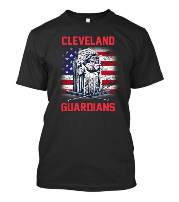 Cleveland Guardians American Flag Baseball Statue T-Shirt
