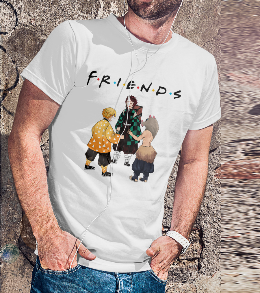 Friends Rock Paper Scissors With Anime Characters T-Shirt