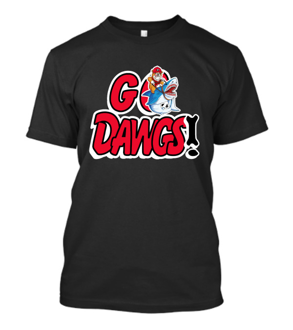 Go Dawgs Bulldog Riding Shark T-Shirt