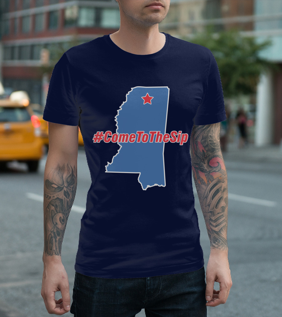 Lane Kiffin Come To The Sip #ComeToTheSip Mississippi Outline with Star T-Shirt