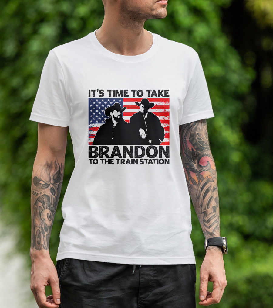 Yellowstone It's Time To Take Brandon To The Train Station American Flag Cowboy T-Shirt
