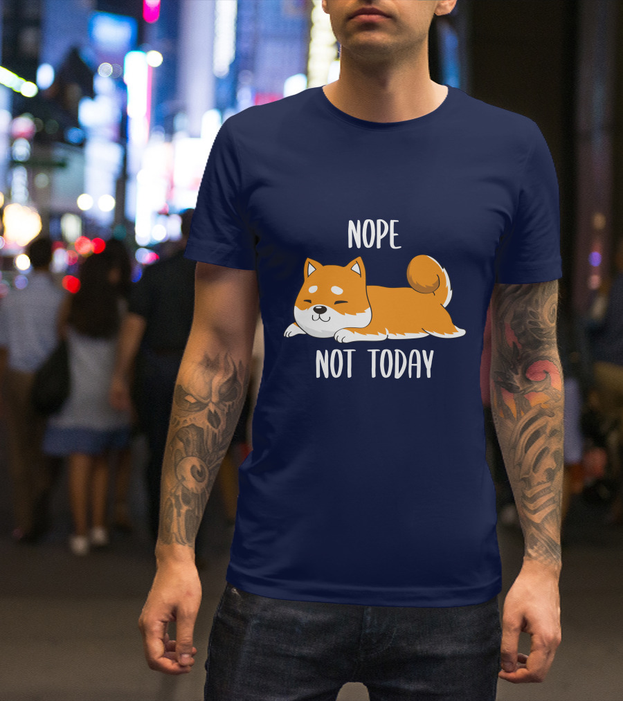 Nope Not Today Shiba Inu Men Casual T-Shirt