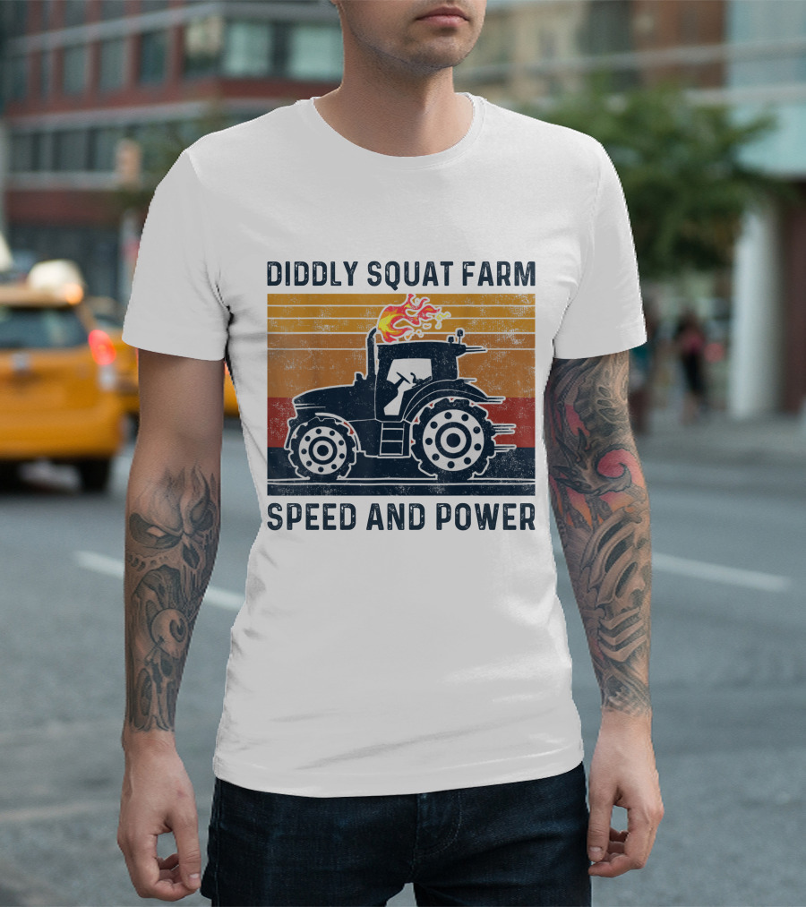 Diddly Squat Farm Tractor Speed And Power With Fire Elements T-Shirt