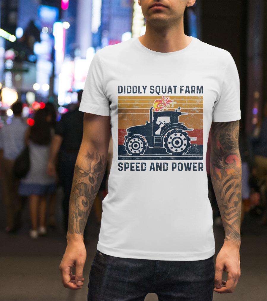 Diddly Squat Farm Tractor Speed And Power With Fire Elements T-Shirt