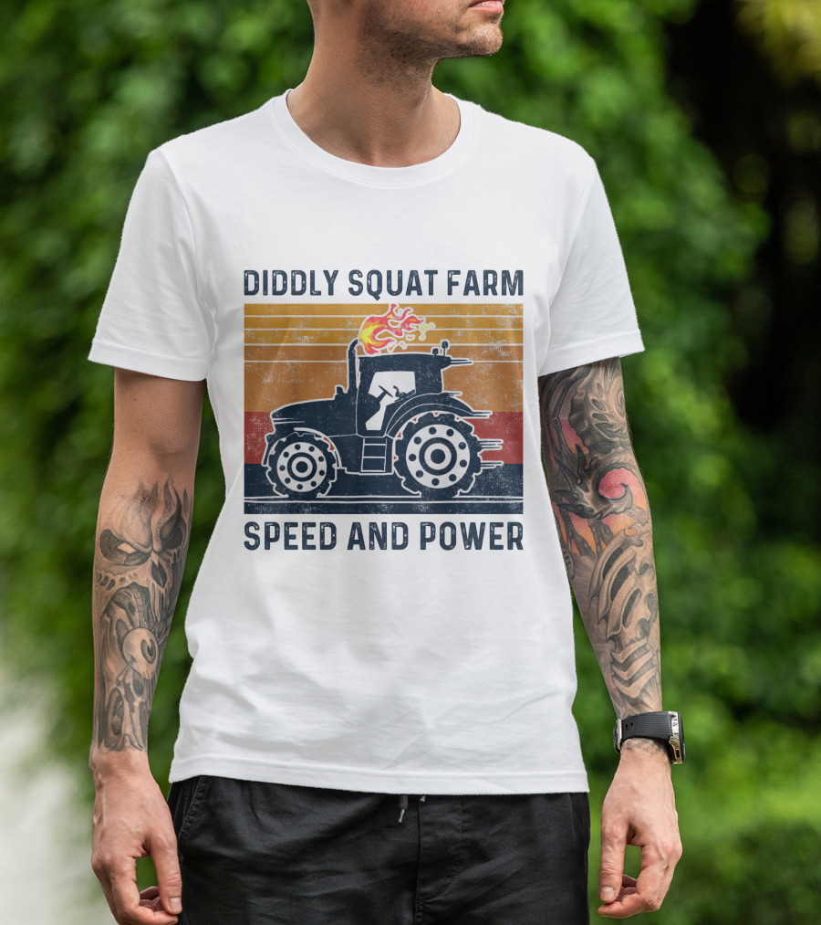 Diddly Squat Farm Tractor Speed And Power With Fire Elements T-Shirt