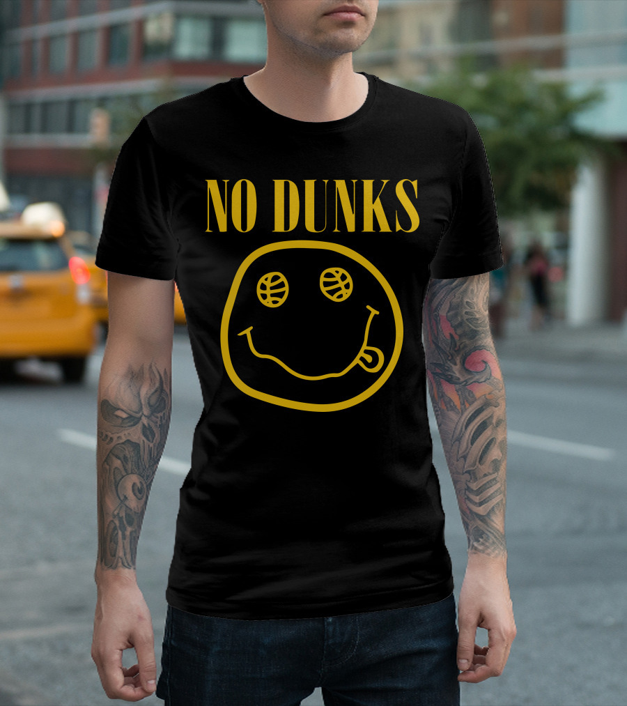 No Dunks Smiley Face with Basketball Eyes T-Shirt