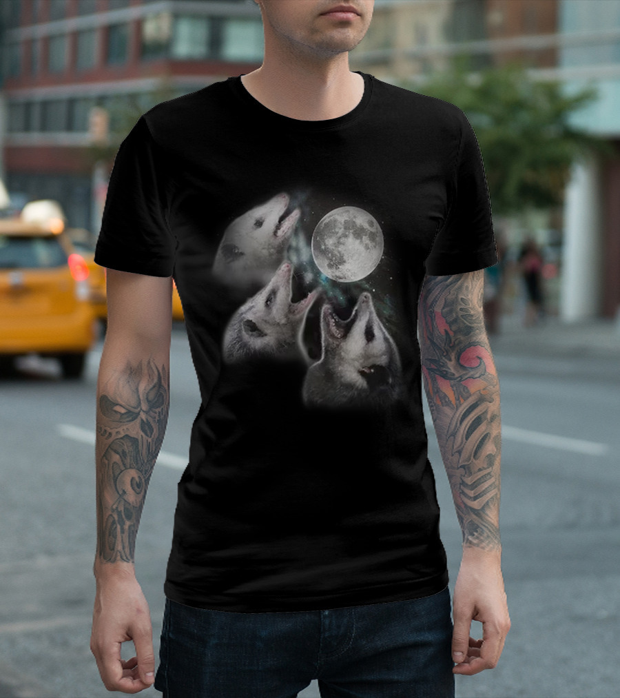 Opossum Howling at Full Moon Night T-Shirt