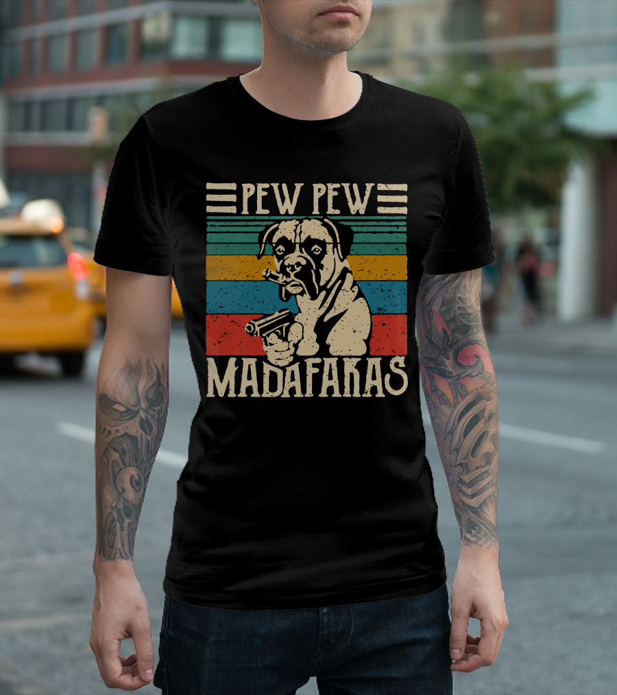 Pew Pew Madafakas Boxer Dog T-Shirt
